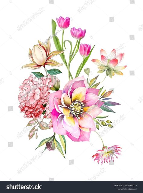 Will Create Digital Flower Your Textile Stock Illustration 2319939213 | Shutterstock Flowers Bunch, Digital Flower, Botanical Flower Art, Watercolor Floral Pattern, Flower Art Images, Digital Flowers, Bunch Of Flowers, Botanical Flowers, Small Flowers