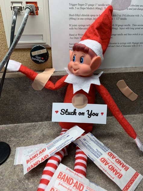 Nursing Home Elf On The Shelf, Elf On The Shelf Ideas Medical Office, Elf On The Shelf Hospital Ideas Funny, Medical Office Elf On The Shelf Idea, Elf On The Shelf Medical Office, Healthcare Elf On The Shelf, Nurse Elf On The Shelf, Elf On The Shelf Healthcare, Elf On The Shelf At The Office