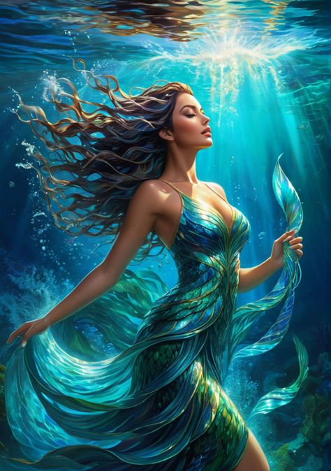 Project: Water Elemental. Sea Goddess/Water Elemental Realistic Stylized - RealViz XL Filter Goddess Water, Iridescent Fish, Water Elemental, Water Goddess, Water Hair, Sea Goddess, Goddess Of The Sea, Storm King, Fish Scales