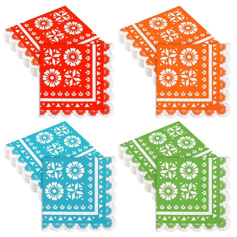 PRICES MAY VARY. Package Includes: 100 pack of Mexican cocktail napkins with classic papel picado pattern, printed in 4 color, 25 pieces of each; abundant in quantity to meet your various daily or event party needs Measurement: these fiesta disposable napkins measure about 12.5 x 12.5 cm/ 5 x 5 inches when folded, and 25 x 25 cm/ 10 x 10 inches when unfolded, the proper size is comfortable to use, can meet your party needs and replacement Quality Material: our decorative Mexican cocktail paper n Fiesta Table Decor, Mexican Fiesta Table, Mexican Fiesta Party Decorations, Mexican Theme Party Decorations, Table Decor Party, Fiesta Table, Mexican Fiesta Party, Fiesta Party Decorations, Mexican Party Theme