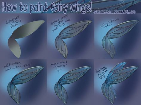 Mermaid Tail Tutorial, Fairy Wings Tutorial, Paint Fairy, Draw A Mermaid, Tail Tutorial, Wings Tutorial, Animals Tattoos, Butterfly Tutorial, Concept Art Tutorial