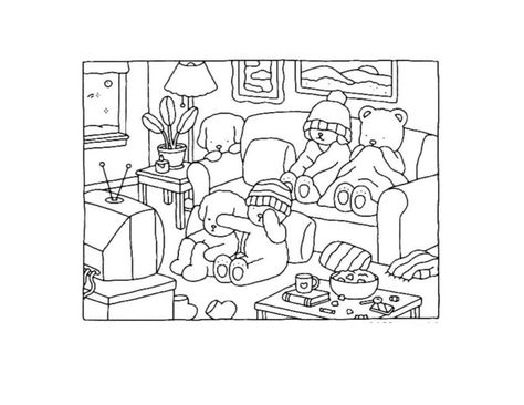 Blank Coloring Pages, Bobbie Goods, Detailed Coloring Pages, Cartoon Coloring Pages, Black And White Painting, Printed Pages, Colouring Book, Coloring Book Art, Cute Coloring Pages