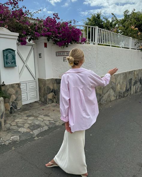 over the moon 🌙🌸☁️ #outfitinspo #summeroutfit #styleinspo #ootd #aesthetic Pink Long Sleeve Blouse, Ootd Aesthetic, Cream Skirt, Outfit Inspo Summer, Stunning Outfits, Color Inspo, Everyday Hairstyles, Dream Hair, Over The Moon