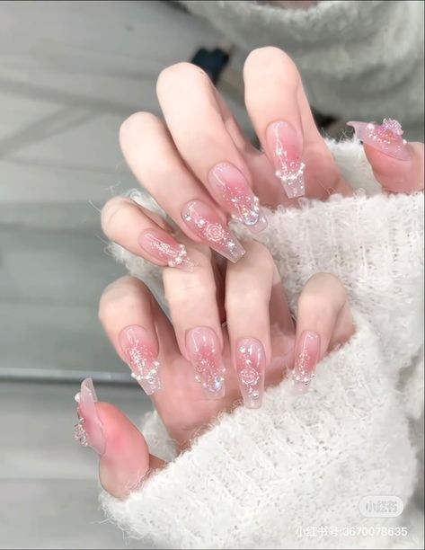 Bow Nail Art, Asian Nails, Beauty Nails Design, Blush Nails, Pretty Nail Art Designs, Pretty Gel Nails, Really Cute Nails, Soft Nails, Kawaii Nails