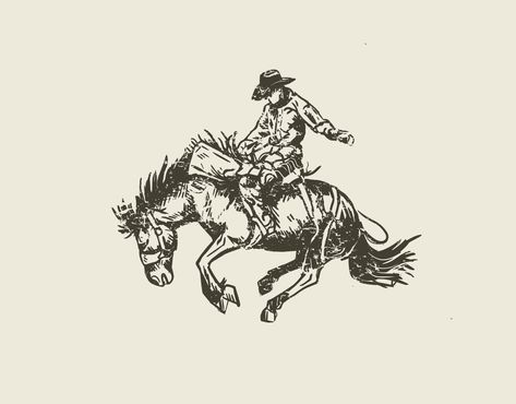 Cowboy Illustration, Apparel Packaging, Packaging Stationery, Cowboy Tattoos, Horse Cowboy, Western Artwork, Bucking Bronco, Western Tattoos, Cowboy Aesthetic