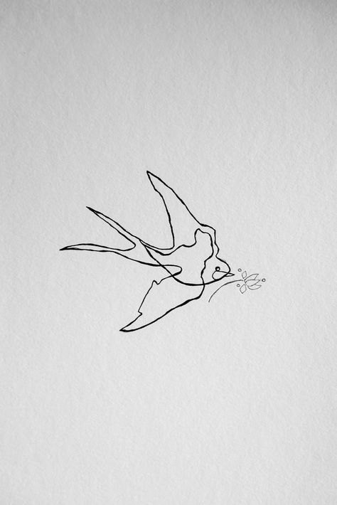 Swallow Tattoo Small Simple, Small Bird Outline, Swallow Outline Tattoo, Swallow Tattoo Minimal, Sparrows And Lilies, Swallow Tattoo Design Simple, Swallow Line Drawing, Swallow Tattoo Simple, Minimalist Swallow Tattoo