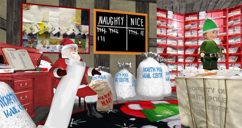 North Pole and a secret glimpse of Santa. Santas Mailroom Decorations, North Pole Mail Room, Santas Mailroom, Santa’s Workshop Theme, Santa Display, Diy Party Themes, North Pole Santa's Workshop, Christmas Cubicle, Cubicle Decorations