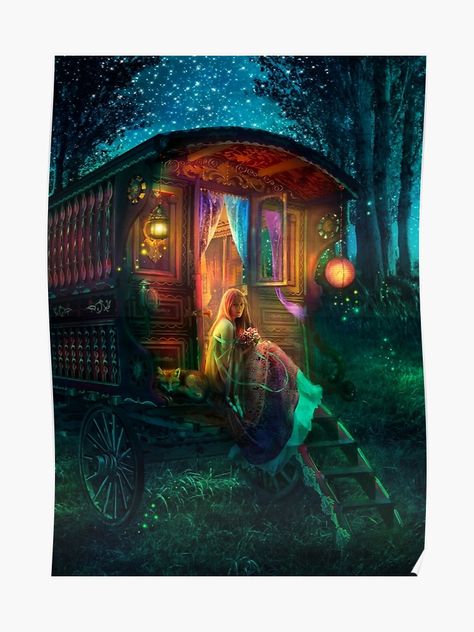 "Gypsy Firefly" Poster by Foxfires | Redbubble Aimee Stewart, Firefly Art, Enchanted Tree, Beautiful Verses, Caravan Renovation, Magical Forest, Fine Arts Posters, Tolkien, Firefly