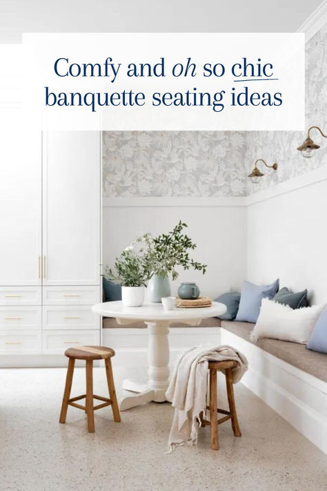 We're seeing upholstered banquette seating popping up everywhere. Get inspired with 9 of our favourite ideas from the pages of Home Beautiful magazine. Coastal Banquette, Wood Banquette, Upholstered Banquette Seating, Banquette Ideas, Bench Seating Kitchen, Upholstered Banquette, Banquet Seating, Outdoor Renovation, Seating Ideas