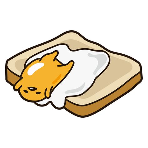 Are you tired? Are you too lazy? Do you want to lie in bed? This cute lazy egg Gudetama understands you. Only instead of a bed, he uses a piece of bread to rest on it. Use this cute funny Gudetama On... Bread Sticker, Lazy Egg, Egg Yolk, Egg, Butter, Bread, Orange