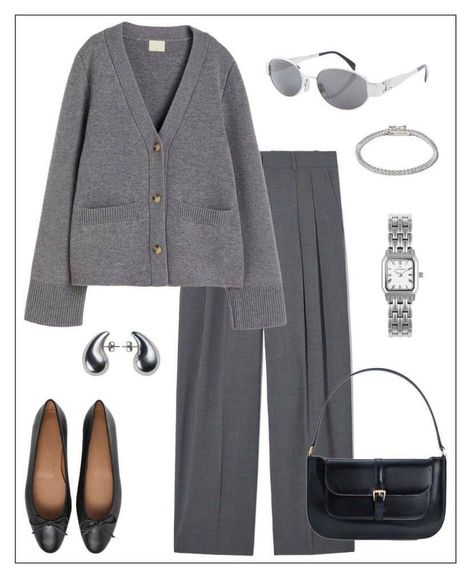 Gray Cardigan Outfit Work, Grey Casual Outfit, Casual Day Outfits, Classy Fashion, Classy Work Outfits, Stylish Work Outfits, Fashion Mistakes, 가을 패션, Classic Outfits