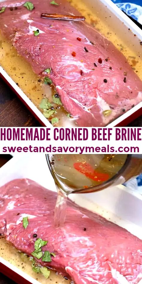 Homemade Corned Beef Brine - Sweet and Savory Meals Corned Beef Brine Recipe, Beef Brine Recipe, Corned Beef Brine, Beef Brine, Diy Sausage, Cured Meat Recipes, Homemade Corned Beef, Corn Beef, Irish Dishes