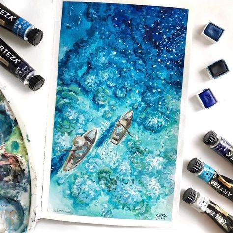 Arteza Watercolor, Gouache Paints, Finger Painting, Art Brushes, Gouache Painting, Art Inspiration Drawing, Cute Doodles, Art Clothes, Artsy Fartsy