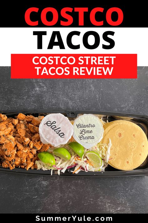 How do you cook Costco street tacos (AKA Kirkland street tacos)? Chicken street tacos from Costco are a convenient and easy dinner option from the Costco prepared foods section. Get the Costco taco kit cooking instructions, nutrition information, calories, price, and more in this Costco chicken street tacos review. Also, learn tips on making your own Costco tacos with cilantro lime crema if you don’t have a store near you! Costco Chicken Street Tacos Recipe, Costco Chicken Taco Recipe, Costco Taco Kit, Costco Cilantro Lime Crema Recipe, Cilantro Lime Crema Costco, Costco Street Tacos Copycat Recipe, Costco Prepared Meals, Costco Copycat Recipes, Cilantro Lime Crema Recipe