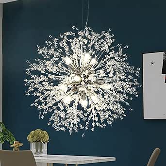 Goomavi Modern Firework Chrome Crystal Chandeliers, Sputnik Dandelion Chandelier Light Fixture Pendant Lighting for Dining Room, Living Room, Bedroom, Kitchen, Restaurant- 9 Lights - Amazon.com Dandelion Chandelier, Lighting For Dining Room, Crystal Chandeliers, Chandelier Light, Dining Room Living Room, Light Fixture, Chandeliers, Pendant Lighting, Bedroom Design