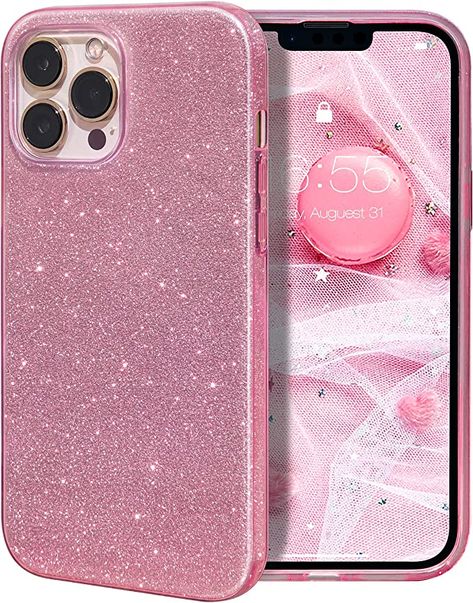 Pink Sparkly Phone Case, Pink Glitter Phone Case, Sparkly Iphone Case, Sparkly Phone Cases, Pink Iphone Case, Rubber Gel, Luxury Iphone Cases, Glitter Rosa, Amazon Decor