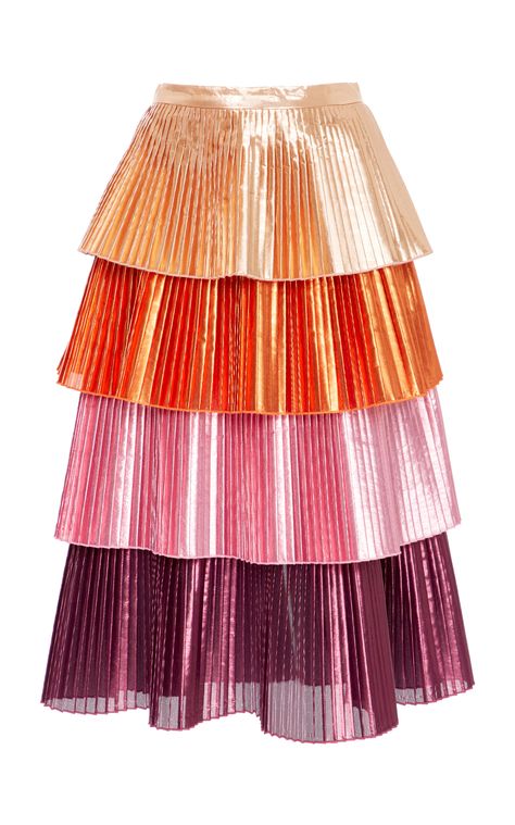 Delfi Collective  Lauren Tiered Skirt Pleated Skirt Pattern, Accordion Skirt, Colorful Skirts, Multicolor Skirt, Rock Outfit, Tiered Skirts, Red Skirts, Pink Skirt, Tier Skirt