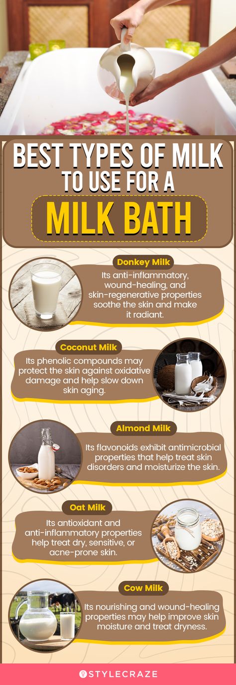 5 Best Milk Bath Recipes For Bright, Soft, And Glowing Skin Skin Softening Bath Diy, Milk Bath Recipes, Milk Bath Benefits, Goddess Bath, 21 Aesthetic, Milk Bath Recipe, Milk Baths, Homemade Milk, Bath Benefits