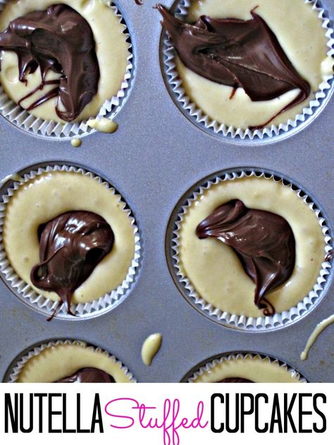 Nutella Stuffed Cupcakes, Nutella Filled Cupcakes, Stuffed Cupcakes, Football Tailgate Party, 12 Step Program, Nutella Muffins, Nutella Cupcakes, Football Tailgate, Filled Cupcakes