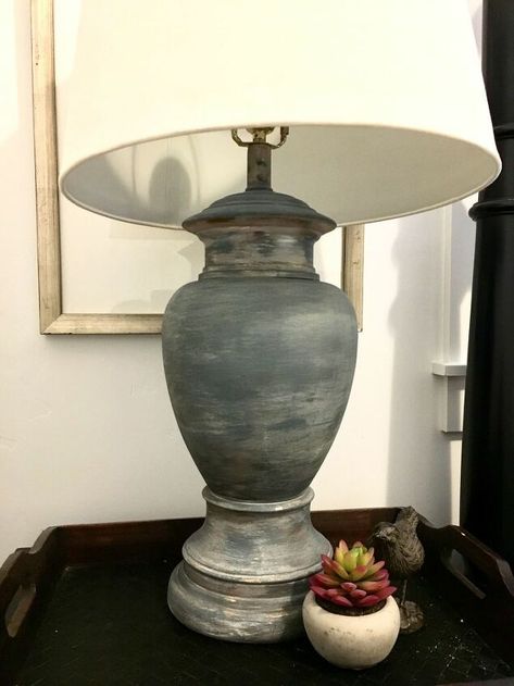 Turn an outdated thrift store lamp using layer paint techniques to make it want to be in the spot light! Ceramic Lamp Makeover, Painting Lamps Base Ideas, Painted Lamps Base, Fillable Lamp, Island Remodel, Farmhouse Lamp, Diy Lamp Makeover, Window Blocks, Restoration Hardware Inspired