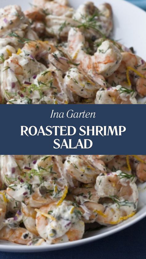 Ina Garten Roasted Shrimp Salad Ina Garten Shrimp Orzo Salad, Ina Garten Shrimp Salad, Shrimp Caesar Salad Recipes, Best Shrimp Salad Recipe, Recipes For Cooked Shrimp, Healthy Shrimp Lunch Ideas, Ina Garten Roasted Shrimp, Shrimp Salad Recipes Easy, Brunch Shrimp