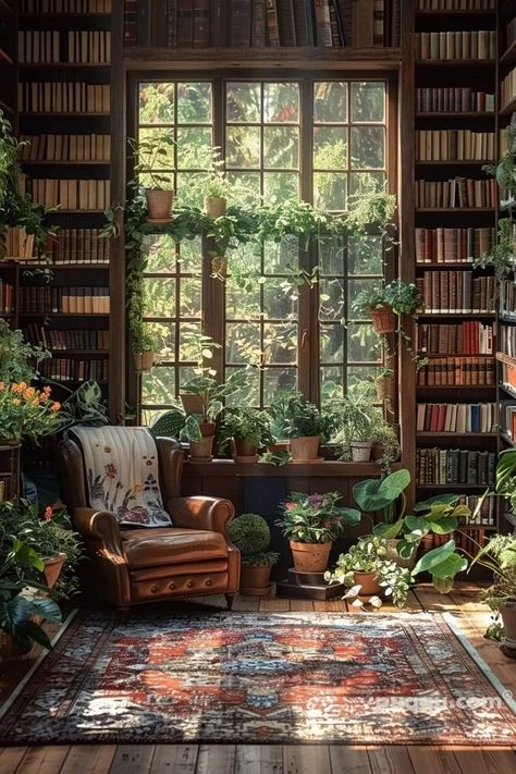 Countryside Library, Cottage Core Library, Cosy Library, Cottage Core Office, Cottagecore Library, Cottagecore Office, Dream Home Library, Home Library Rooms, Cottagecore Home