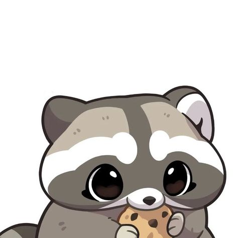 Kawaii Painting Ideas, Racoon Sketch, Eating Sketch, Cookie Tattoo, Red Raccoon, Racoon Illustration, Cookie Drawing, Raccoon Drawing, Easy Dragon Drawings