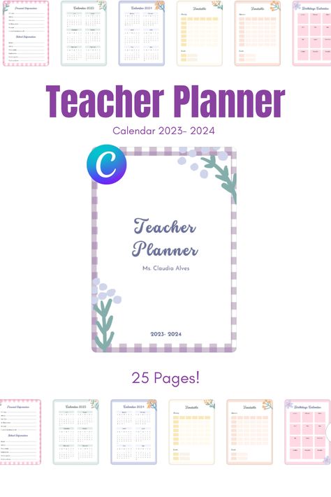 Stay organized and make every lesson count with our ultimate teacher planner! Designed with educators in mind, this planner has everything you need to stay on top of your lesson plans, attendance, grades, and more. Get your hands on our teacher planner today and make this school year your most productive yet! 📚✏️ #teacherplanner #organizedteacher #educatorsupport #canva #canvaresources #teachers #planner Teachers Planner, Teacher Planner Templates, Teacher Lesson Planner, Teacher Design, Lesson Planner, Teacher Organization, Pink Lilac, Teacher Planner, Lesson Plan