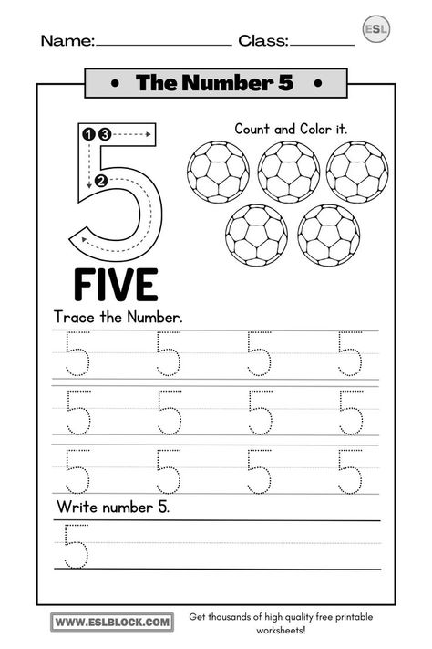 Pre K Worksheets Free Printables Preschool, Number 5 Worksheet, Worksheet Number, Grade R Worksheets, 25 Number, Free Kindergarten Printables, Preschool Number Worksheets, Pre K Worksheets, Tracing Worksheets Free