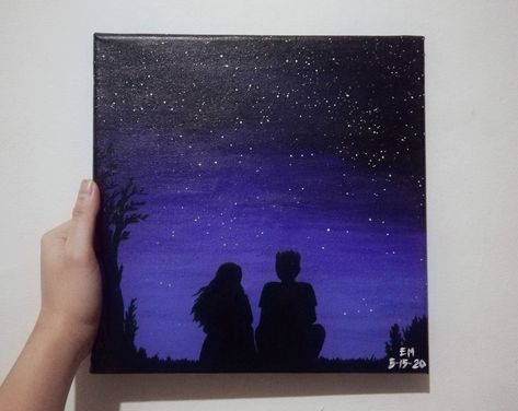 Two People In Love Painting, New Canvas Painting Ideas, Canvas Painting Ideas For Husband, Cute Love Paintings For Him, Canvas Painting For Boyfriend For Him, Easy Paintings For Boyfriend, Bf Painting Ideas, Love Paintings Easy, Anniversary Painting Ideas For Him