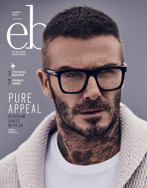 David Beckham Beard Style, David Beckham Eyewear, Mens Haircut With Glasses, Glasses Styles For Men, David Beckham Glasses, Men’s Eyeglasses, Men Glasses Style, David Beckham Beard, David Beckham Hair