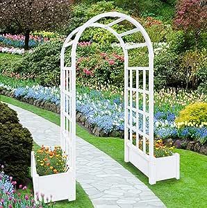 Trellis Garden, Climbing Trellis, Planter Trellis, White Patio, Garden Arbor, Cement Floor, Charming Garden, Plant Supports, Planter Box