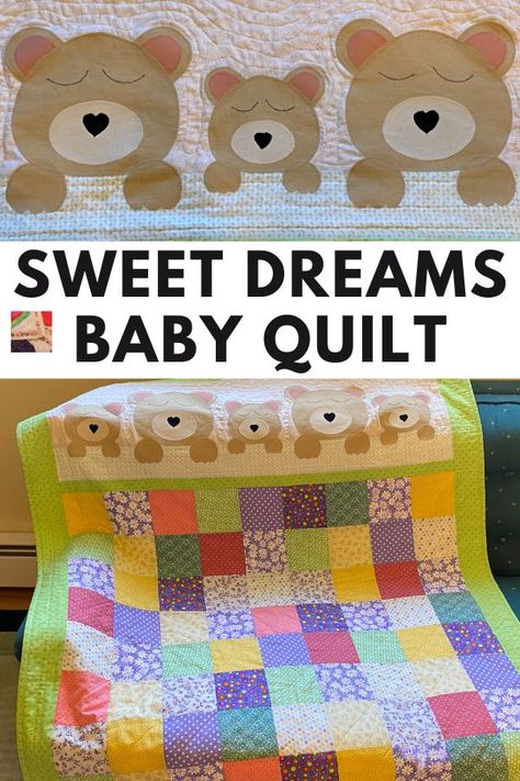 Sweet Dreams Quilt Pattern, Bear Quilt Pattern Free, Teddy Bear Applique Pattern Free, Teddy Bear Quilt Pattern Free, Bear Quilt Pattern, Teddy Bear Quilt Pattern, Bears Sleeping, Teddy Bear Quilt, Sleepy Teddy Bear