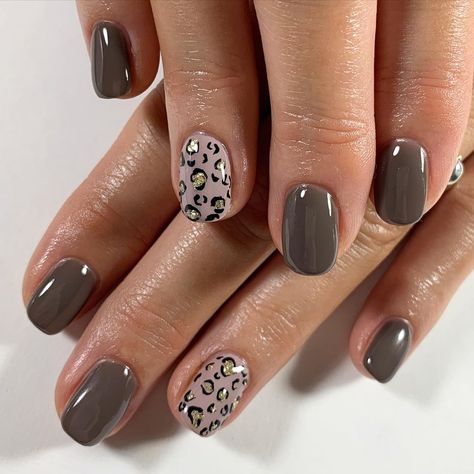 Autumn Leopard Nails, Gray Leopard Nails, Leopard Print Nails Short, Fall Nails Cheetah, Nude Leopard Nails, Leopard Nails Designs, Fall Cheetah Nails, Faith Nails, Khaki Nails