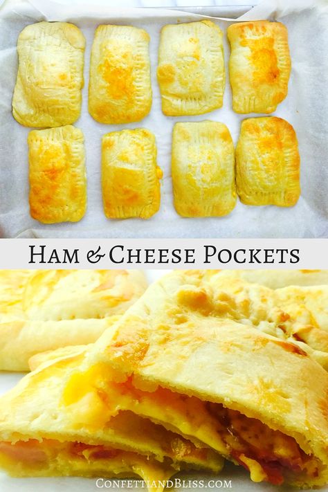 Ham And Cheese Pockets, Ham And Cheese Puff Pastry, Ham Cheese Puff Pastry, Cheese Pockets, Hot Pocket Recipes, Homemade Hot Pockets, Weekend Snacks, Wraps Recipes Healthy, Savory Ham