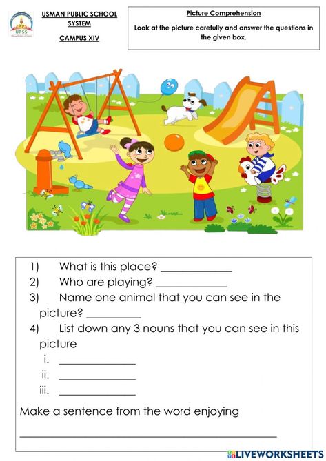 Simple Picture Description For Kids, Picture Comprehension For Kindergarten, Picture Comprehension For Class 1, Picture Composition For Kids, Picture Comprehension For Grade 1, Picture Composition Class 1, Picture Description Worksheets Grade 1, Describe The Picture, Describing Pictures