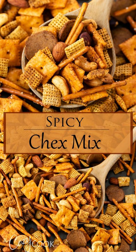 Hot And Spicy Chex Mix Recipes, Bold Chex Mix Recipe, Chex Mix Seasoning, Homemade Snack Ideas, Chex Mix Recipes Spicy, Spicy Chex Mix, Homemade Chex Mix Recipe, Chex Mix Recipes Original, Chex Snack Mix