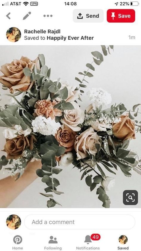 Earth Tone Wedding Table Decor, White And Brown Wedding Bouquet, White And Tan Bridal Bouquet, Hoco Bouquet, Whimsical Wedding Flowers, Bridal Florals, Earth Tone Wedding, Pink Flower Arrangements, Fall Wedding Color Schemes