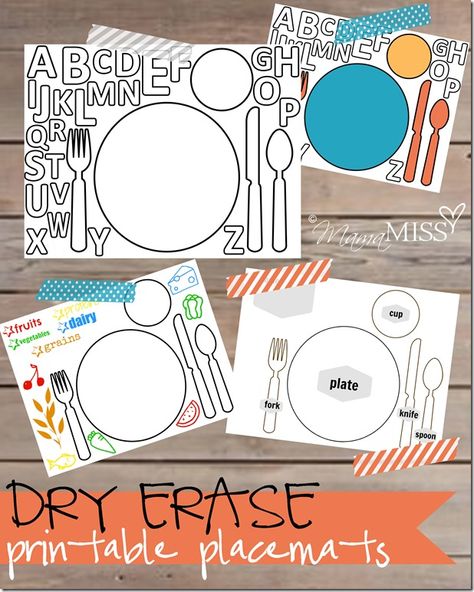 Dry Erase Printable Placemats: these are great! I love the plain one. I remember having something like this when I was younger. Kitchen Table Placemats, Printable Placemat, Diy Placemats, Healthy Plate, Child Education, Placemats Kids, Montessori Education, Interactive Notebook, Table Placemats