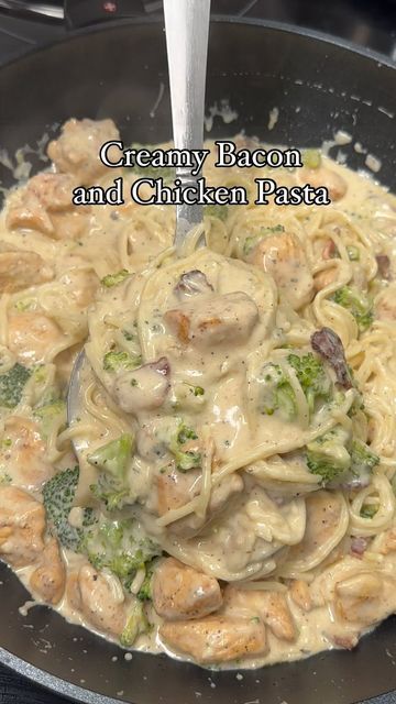 Creamy Chicken And Bacon Pasta, Creamy Chicken And Bacon, Chicken And Bacon Pasta, Creamy White Sauce, Grilled Chicken Tenders, Chicken And Bacon, White Sauce Pasta, Bacon Pasta, Cheesy Pasta