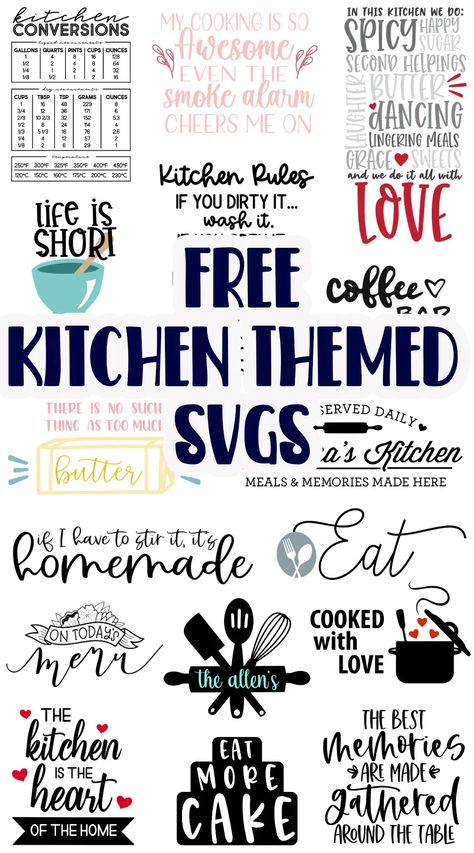 Gear Svg Free, Kitchen Svg Free Files For Cricut, Apron Svg Free, Kitchen Names Ideas, Apron Cricut Ideas, Cricut Family Name Signs, Free Svg Kitchen, Kitchen Svg Files Free, Diy Kitchen Signs