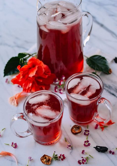 #Sour #Plum #Drink (#Suan #Mei #Tang - #酸梅汤) recipe by thewoksoflife.com Asian Feast, Plum Drink, Chinese Drink, Asian Cusine, Hibiscus Flower Tea, Drink Recipies, Sour Plum, Dried Hibiscus Flowers, Wok Of Life