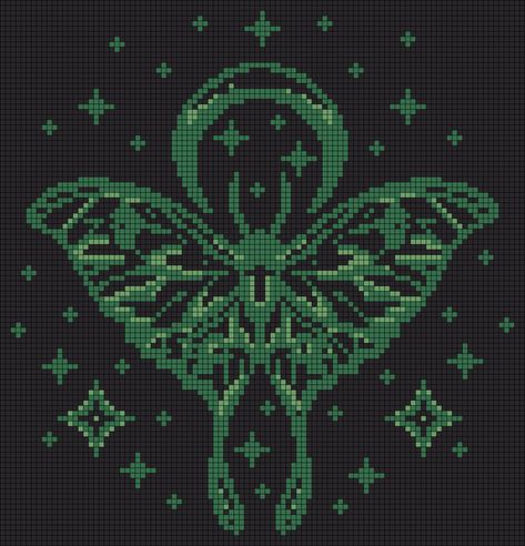 Pixel Moth Pattern, Moth Grid Pattern, Luna Moth Alpha Pattern, Moth Tapestry Crochet Pattern, Witchy Alpha Pattern, Luna Moth Cross Stitch, Lunar Moth, Moth Wings, Pixel Pattern