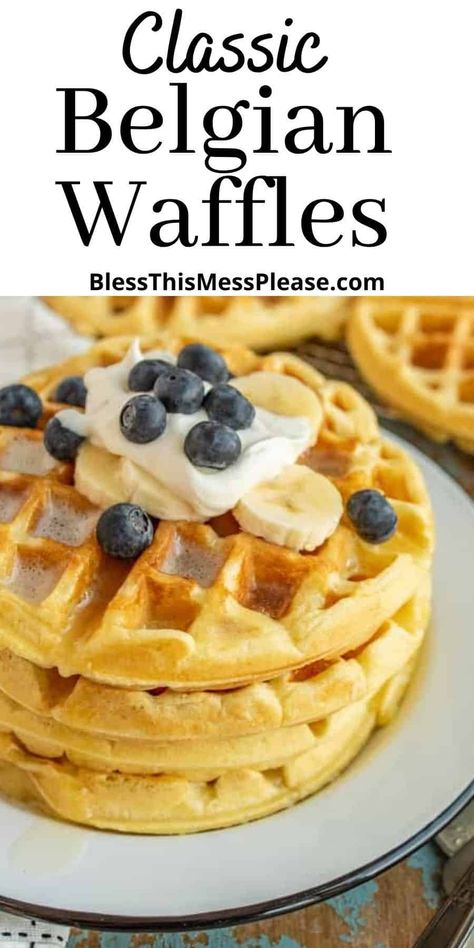 Classic Belgian Waffle recipe for fluffy & perfectly crisp waffles. Made with simple ingredients, it's an easy recipe for the BEST Belgian waffles ever! #waffles #breakfast #homemade #beliganwaffles Belgium Waffle Recipe, Easy Belgian Waffle Recipe, Belgian Waffle Recipe, Belgian Waffles Recipe, Easy Waffle Recipe, Belgium Waffles, Broma Bakery, Waffle Maker Recipes, Waffles Easy