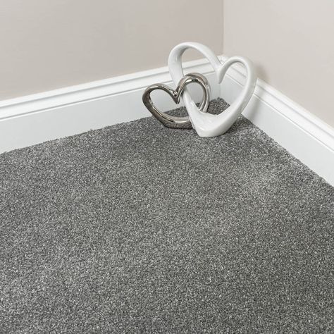 Create an luxurious look and feel with the Dolphin Grey Artemis Luxury Saxony Carpet and its elegant grey hue. This carpet has a sophisticated silver grey colour that looks beautiful in a wide range of rooms from bedrooms and living rooms to studies and dining rooms. The light and neutral colour makes it easy to match this carpet to almost any room style or colour. Get an amazingly soft and comfy floor with this Artemis carpet and its cushioned feel underfoot. With its 17mm polypropylene pile, t Bedroom Grey Carpet, Dark Grey Carpet Living Room, Silver Grey Carpet, Grey Carpet Living Room, Colours That Go With Grey, Saxony Carpet, High Gloss Floors, Grey Carpet Bedroom, Dark Grey Carpet