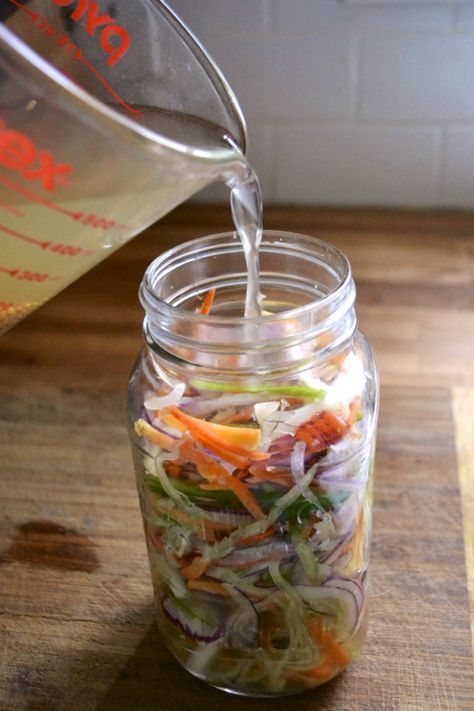 DSC_0215 Pickled Slaw, Pickled Vegetables Recipe, Coconut Jam, Asian Slaw, Fermentation Recipes, Fermented Vegetables, Pickled Veggies, Pickled Vegetables, Heart Cookies