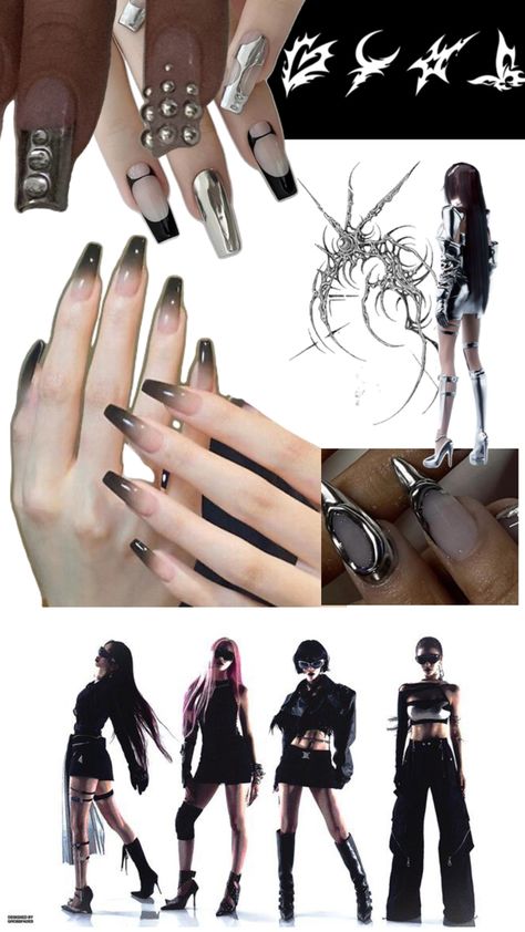 Ecco2k Nails, Aespa Nails, Aespa Supernova, K Nails, Grunge Nails, Whiplash, Concert Outfits, Hair Tutorial, Nail Inspo