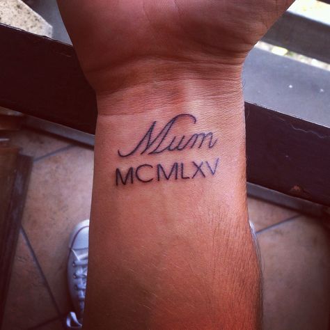 Tattoo for my mum Mum Tattoos For Men, Mum Tattoo For Men, Birthdate Tattoo, Mum Tattoo, Wrist Tattoos For Guys, Acrylic Nails Coffin Pink, Acrylic Nails Coffin, Nails Coffin, Forearm Tattoo