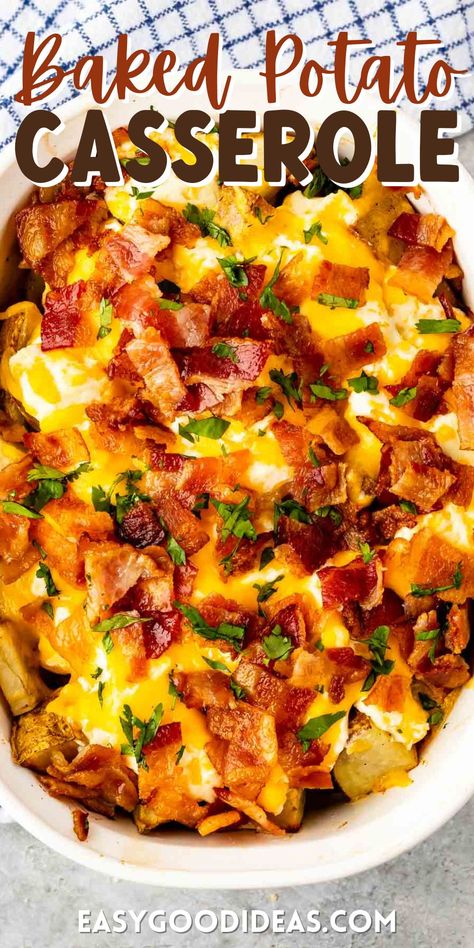 Homemade Potato Wedges, Leftover Baked Potatoes, Baked Potato Toppings, Loaded Baked Potato Casserole, Best Baked Potato, Easy Healthy Dinner Recipes, Recipes Healthy Dinner, For Two, Baked Potato Casserole