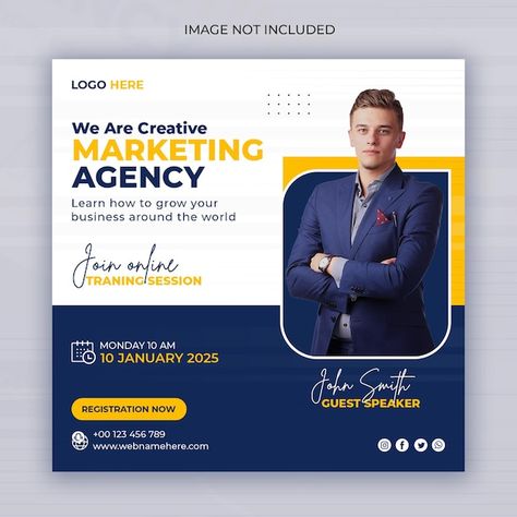 Guest Speaker Poster Design, Corporate Instagram Post, Corporate Social Media Post, Corporate Social Media, Corporate Banner, Brochure Design Creative, Travel Creative, Social Media Branding Design, Social Media Advertising Design